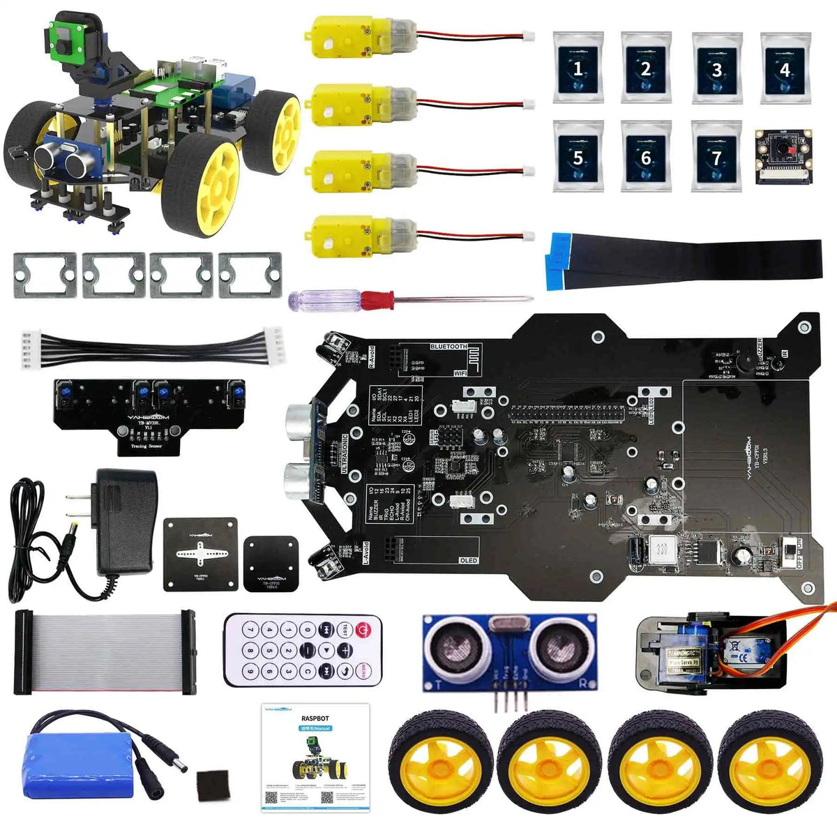 Raspberry Pi 5 Vision Car AI Development Board Camera Recognition WIFI Kit - OpenELAB