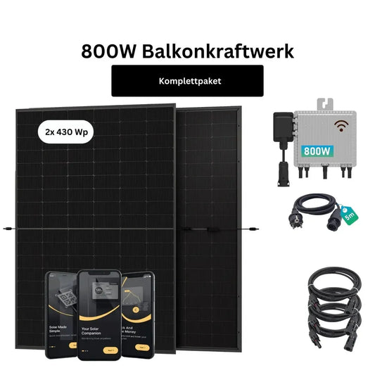 SunLit 800 Watt Balkonkraftwerk Plug & Play Komplettset