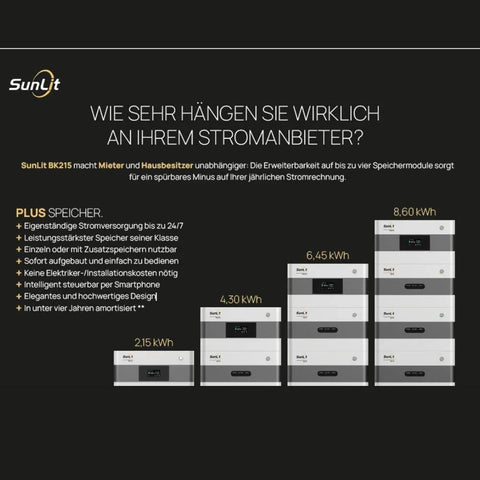 SunLit B215 2150 Wh Estensione di stoccaggio per balcone Power Storage BK215