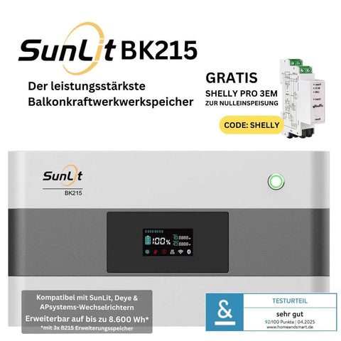 SunLit BK215 Balcony Power Station Storage (2150 Wh Hauptspeicher)