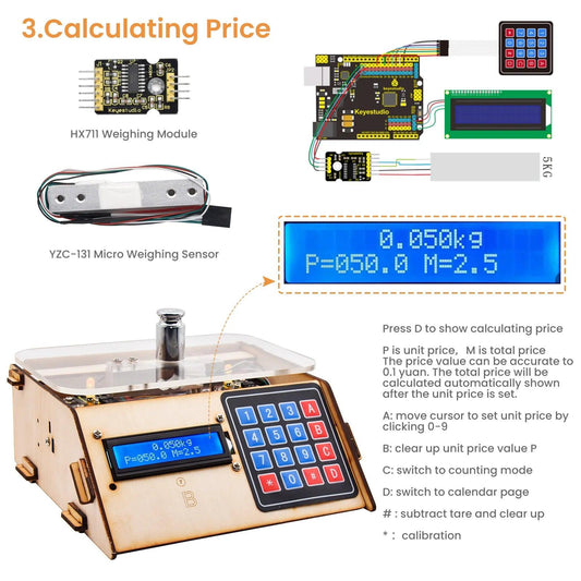 Keyestudio Electronic Scale Kit 5KG Digital Load Cell - OpenELAB