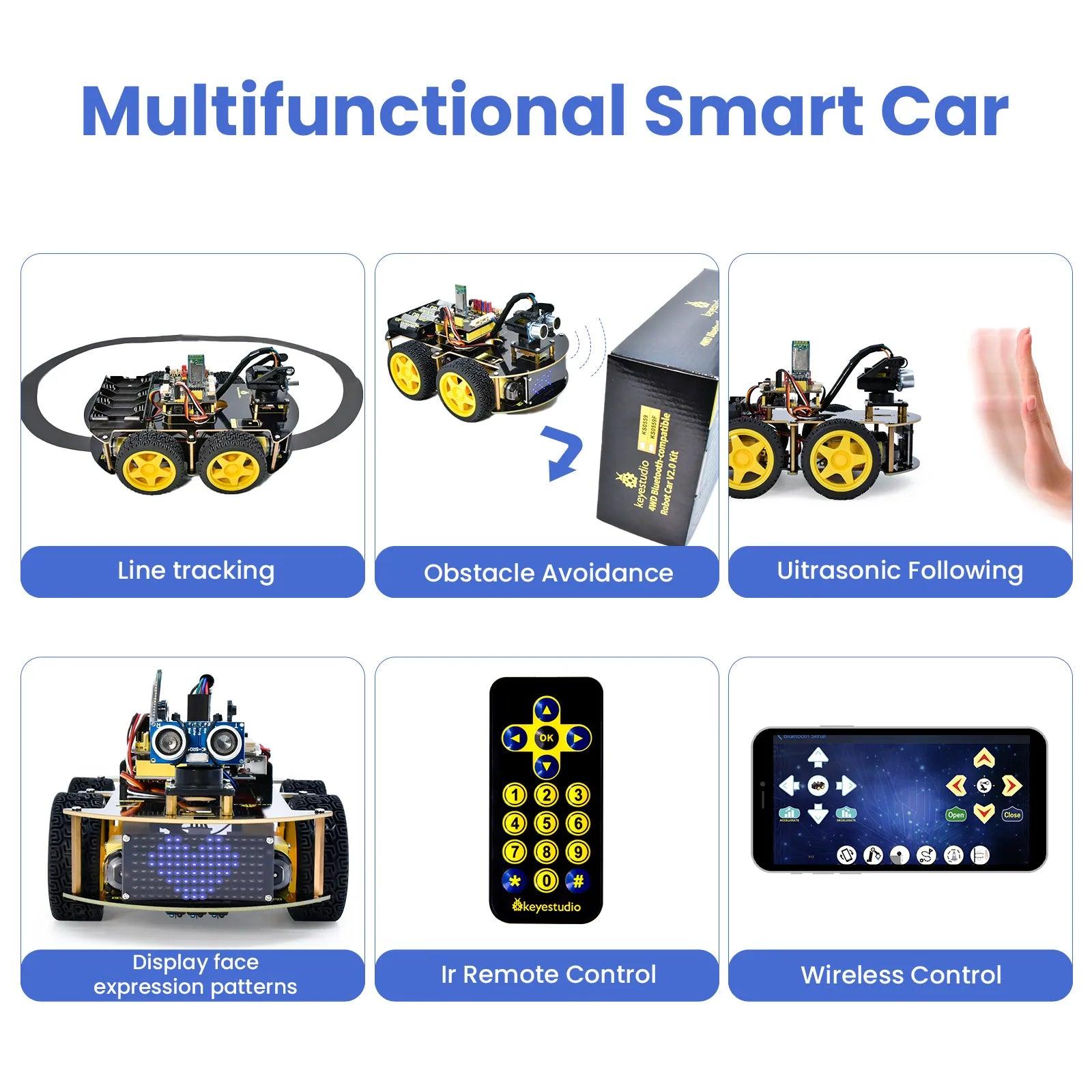 Keyestudio Upgraded 4WD BT Multi-purpose Smart Car V2 - OpenELAB