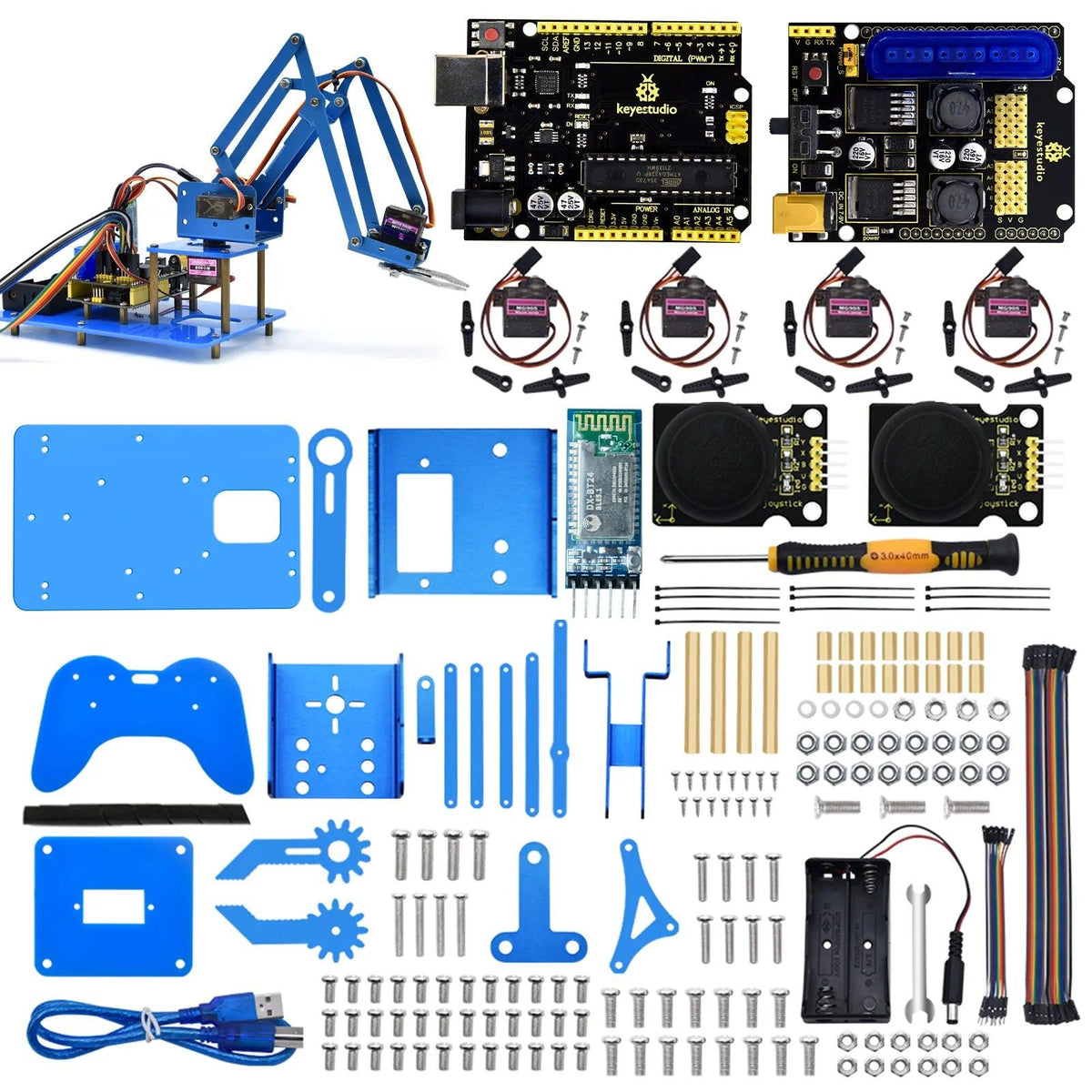 Keyestudio 4DF Mechanical PS2 Joystick Metallic Robot Arm - OpenELAB