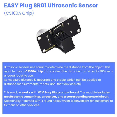 Keyestudio EASY PLUG SR01 Ultrasonic Sensor - OpenELAB