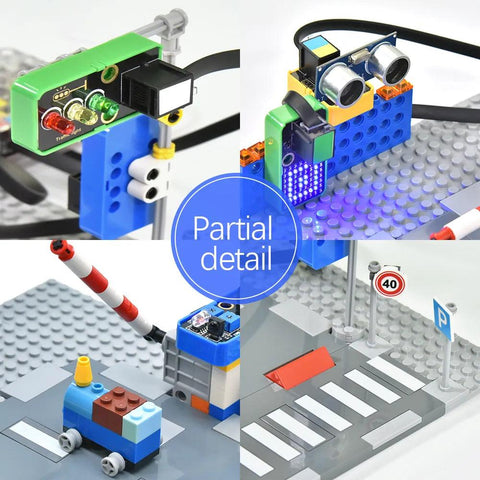 Kit fai da te della serie Lego compatibile con il sistema di traffico intelligente Kidsbits