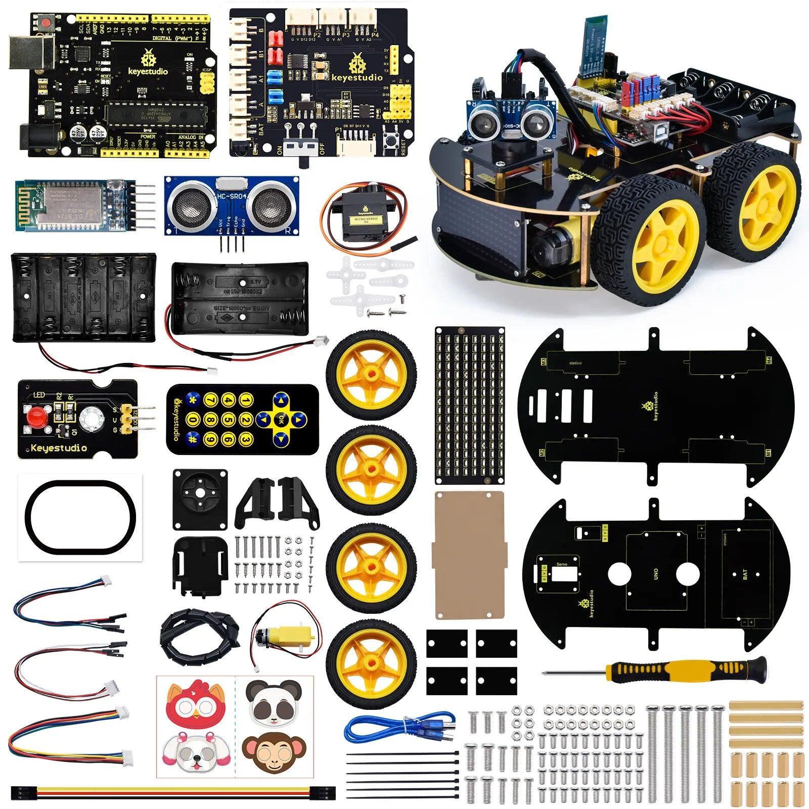 Keyestudio Upgraded 4WD BT Multi-purpose Smart Car V2 - OpenELAB