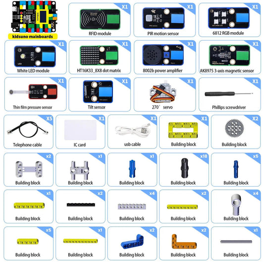 Kit de démarrage de module de capteur Kidsbits, construction de programmation STEM à monter soi-même