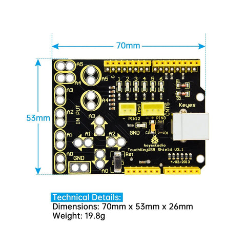 Keyestudio Touch Key USB Shield UNO R3 Dev Board - OpenELAB