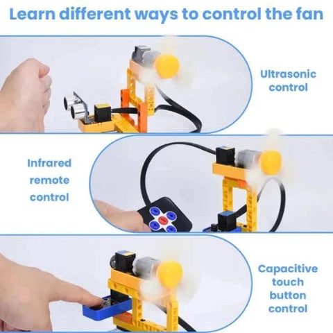 Kit de iniciación programable con ventilador inteligente de bloques de construcción electrónicos Kidsbits STEM