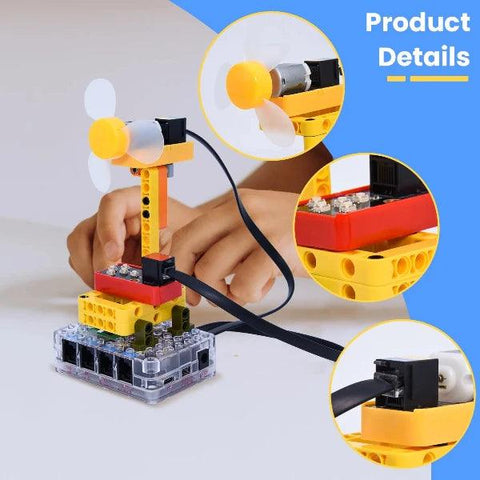 Kidsbits STEM Blocchi elettronici Kit Lego con sensore fai-da-te per ventola intelligente